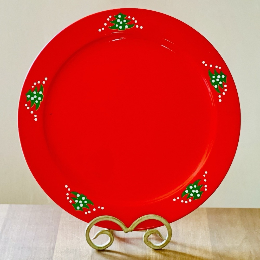 Vintage Waechtersbach Christmas Tree Holiday Red Serving Platter Cake Plate